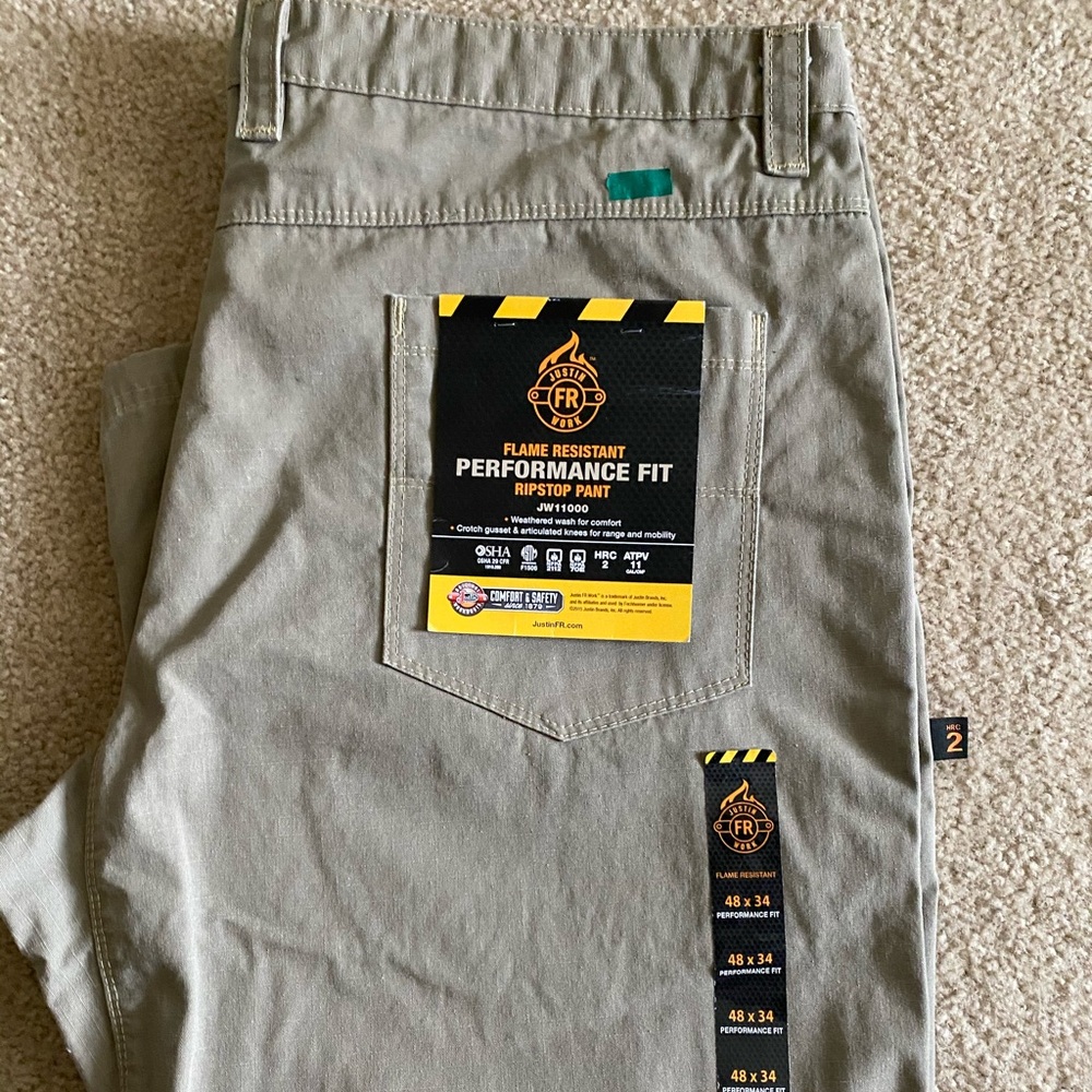 NWT Justin FR WorkFlame Resistant BeigePants 48x32